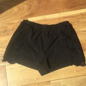 Black flowy high wasted shorts